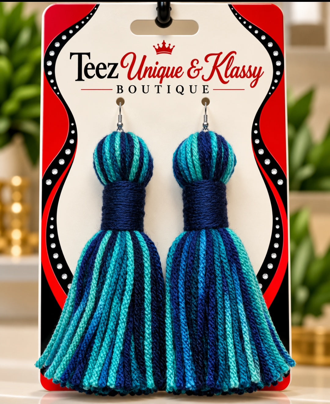 ❤️Teez Unique & Klassy Made With Love Long Barrel Tassel Earrings❤️