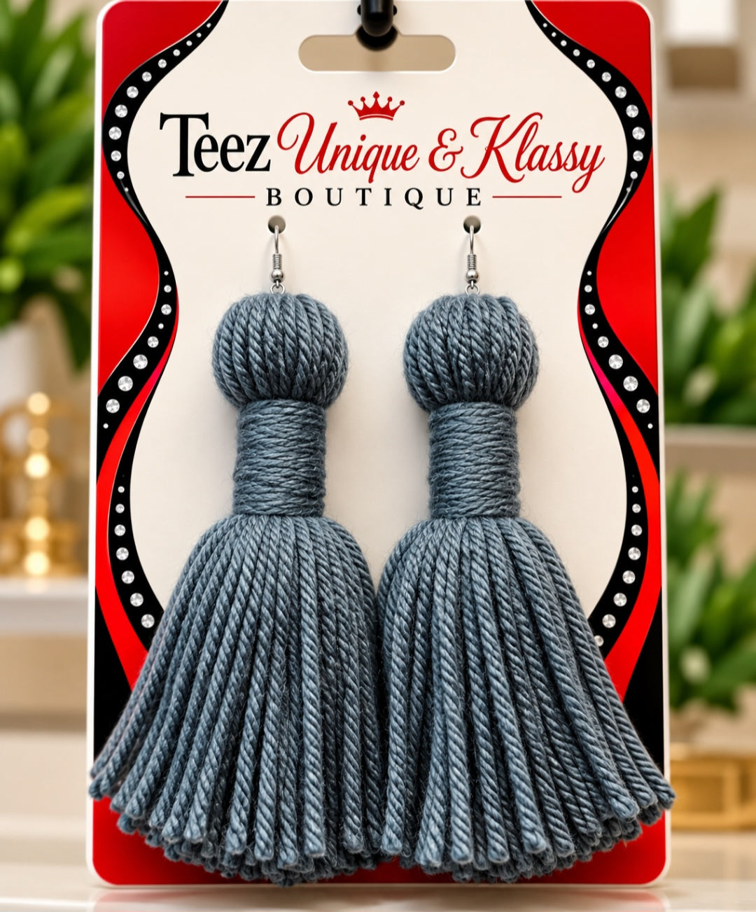 ❤️Teez Unique & Klassy Made With Love Long Barrel Tassel Earrings❤️