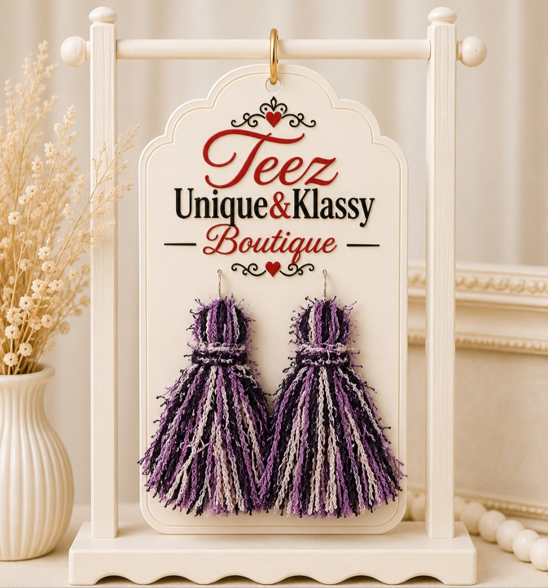 ❤️Teez Unique&Klassy Made With Love Fringe Tassel Earrings❤️