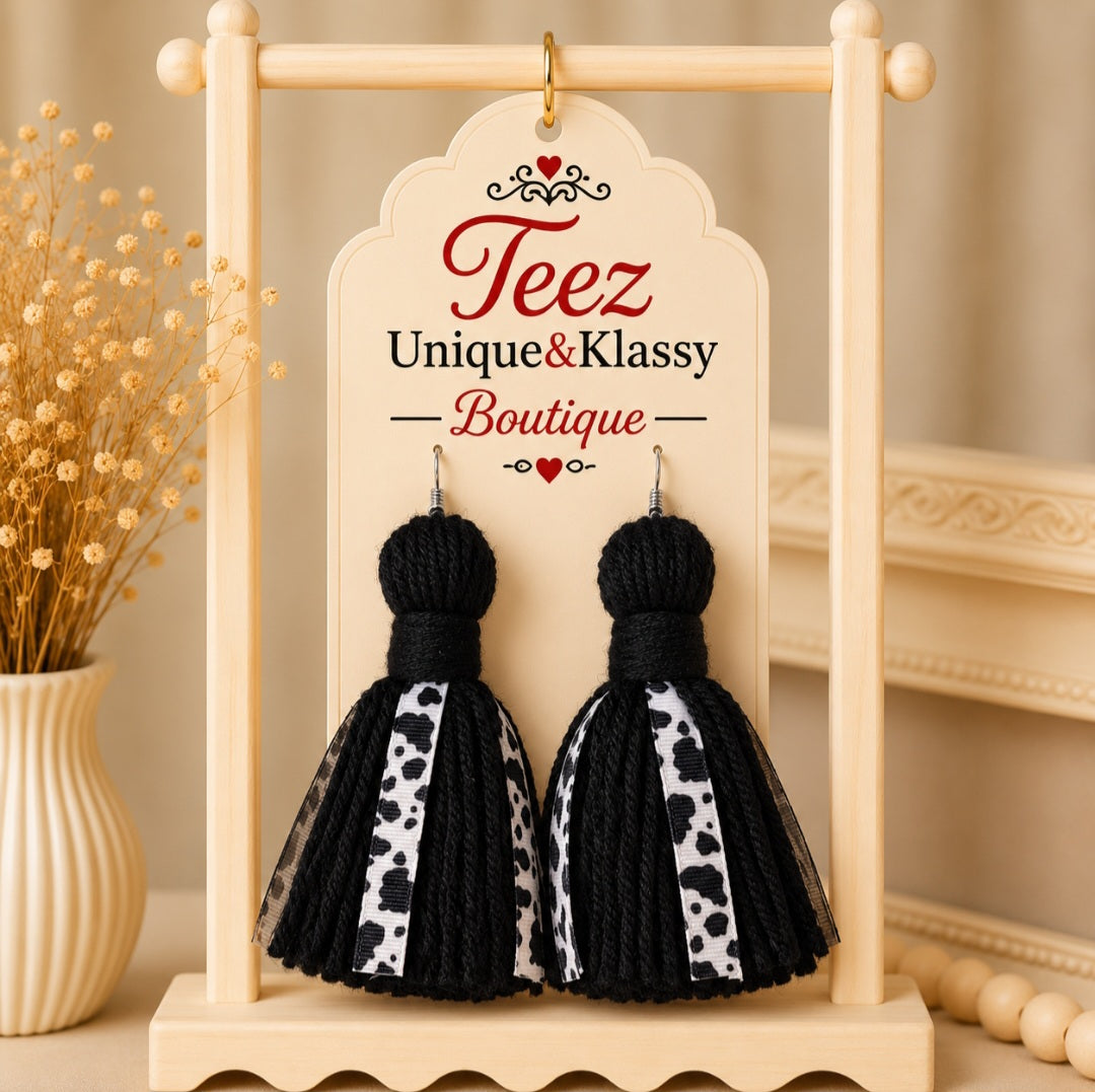 ❤️Teez Unique & Klassy Made With Love Ribbon Tassel Earrings