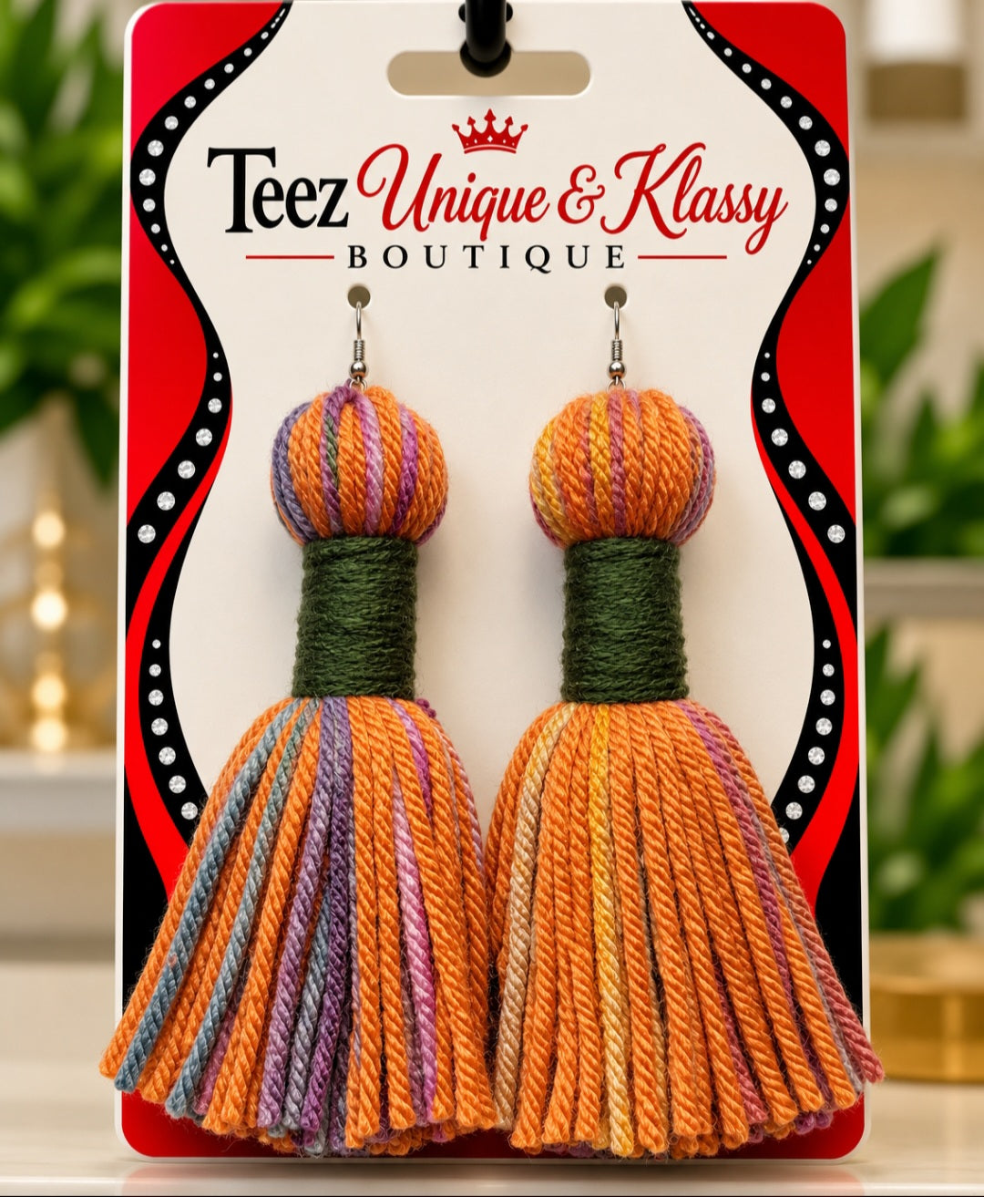 ❤️Teez Unique & Klassy Made With Love Long Barrel Tassel Earrings❤️