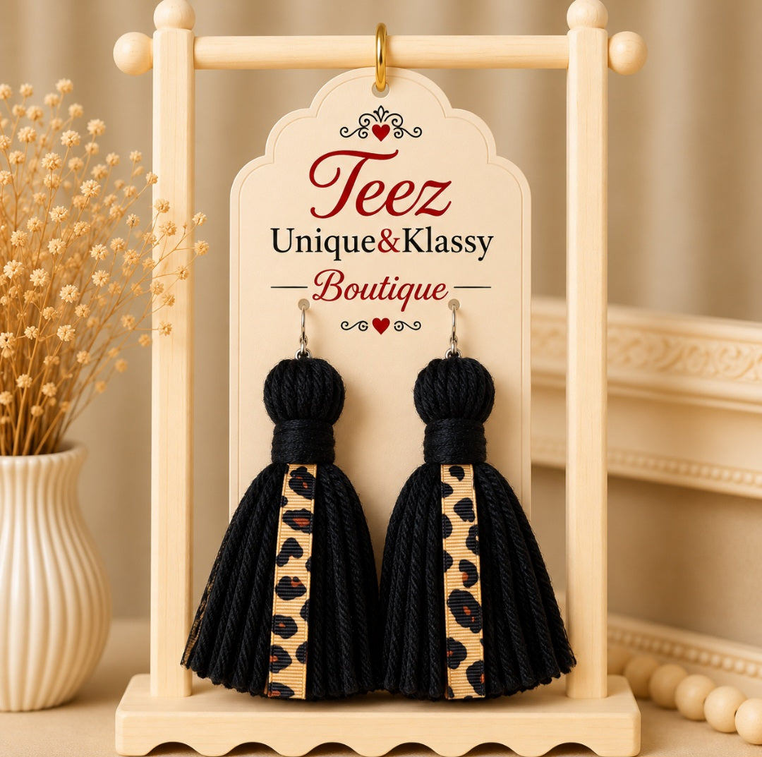 ❤️Teez Unique & Klassy Made With Love Ribbon Tassel Earrings