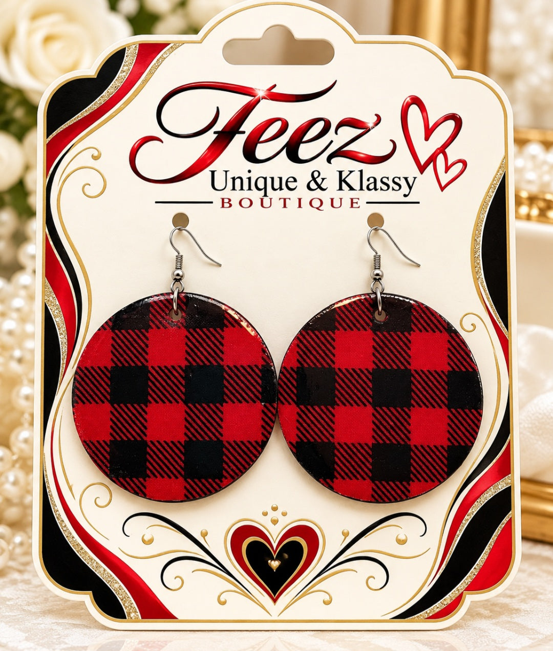 ❤️Teez Unique & Klassy Made With Love Large Wood Earrings❤️