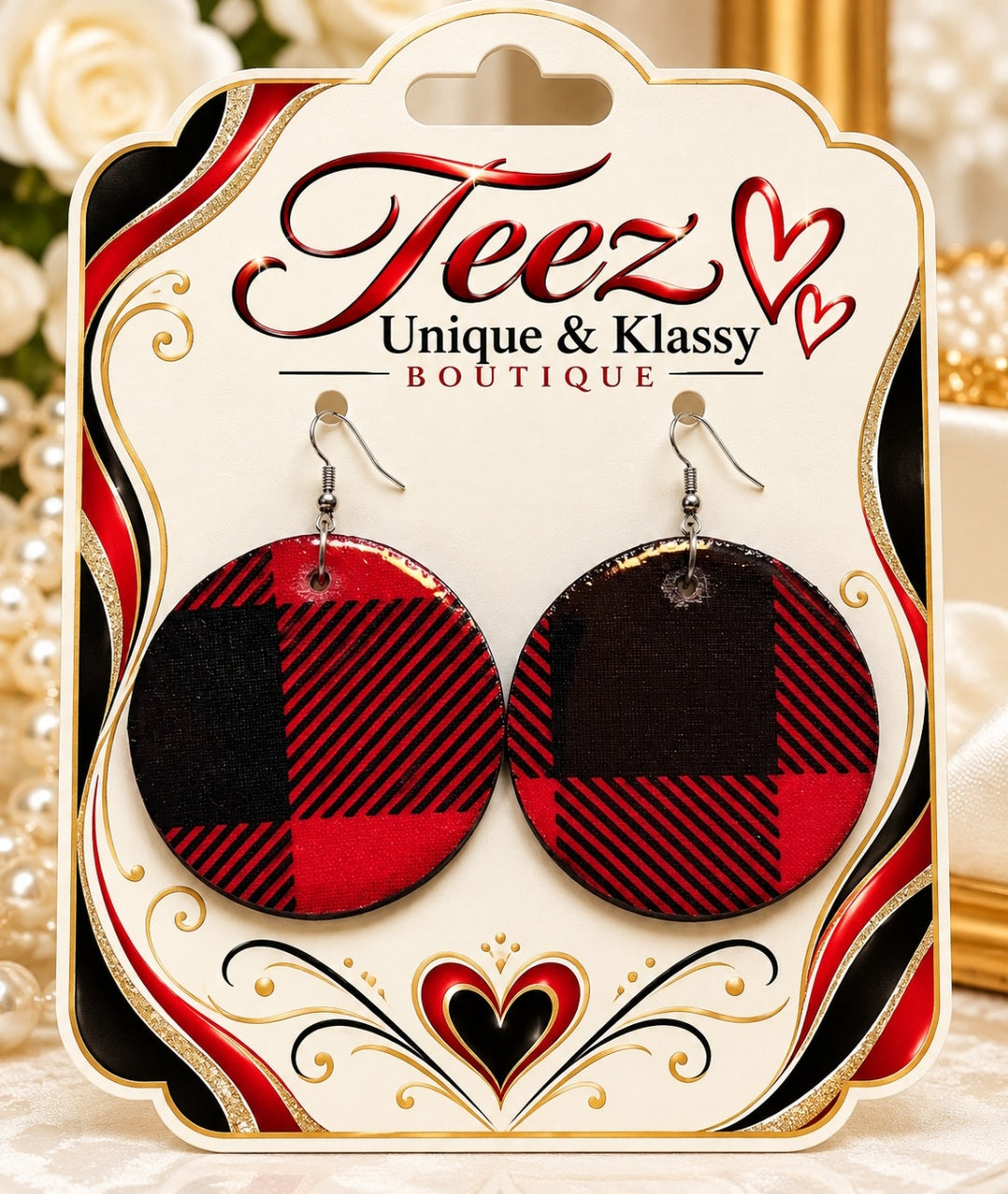 ❤️Teez Unique & Klassy Made With Love Large Wood Earrings❤️