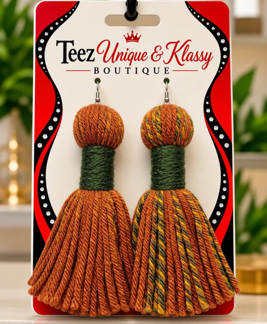 ❤️Teez Unique & Klassy Made With Love Long Barrel Tassel Earrings❤️