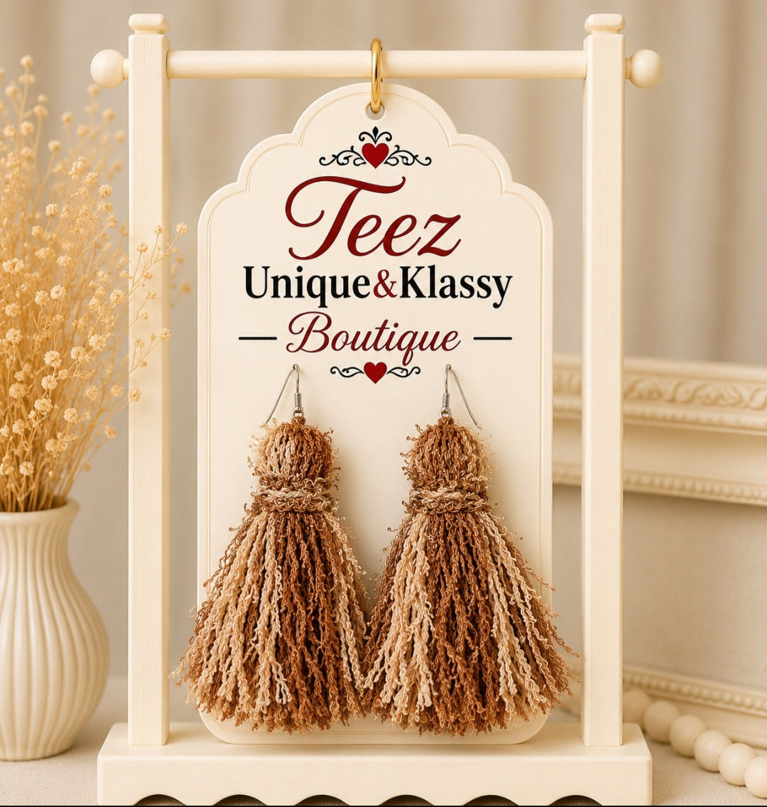 ❤️Teez Unique&Klassy Made With Love Fringe Tassel Earrings❤️