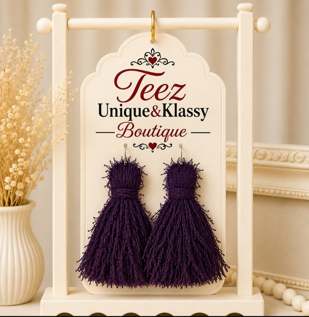 ❤️Teez Unique&Klassy Made With Love Fringe Tassel Earrings❤️