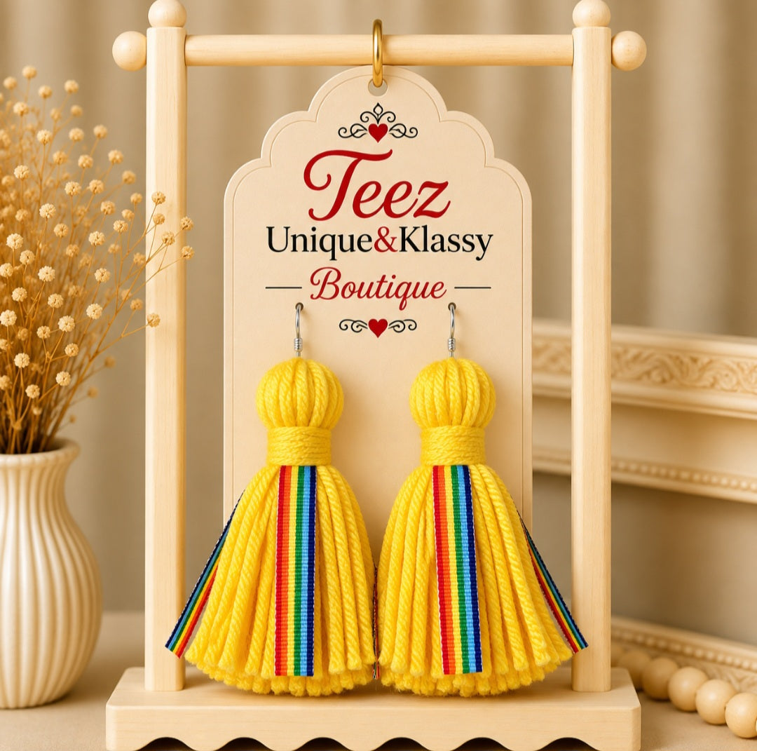 ❤️Teez Unique & Klassy Made With Love Ribbon Tassel Earrings