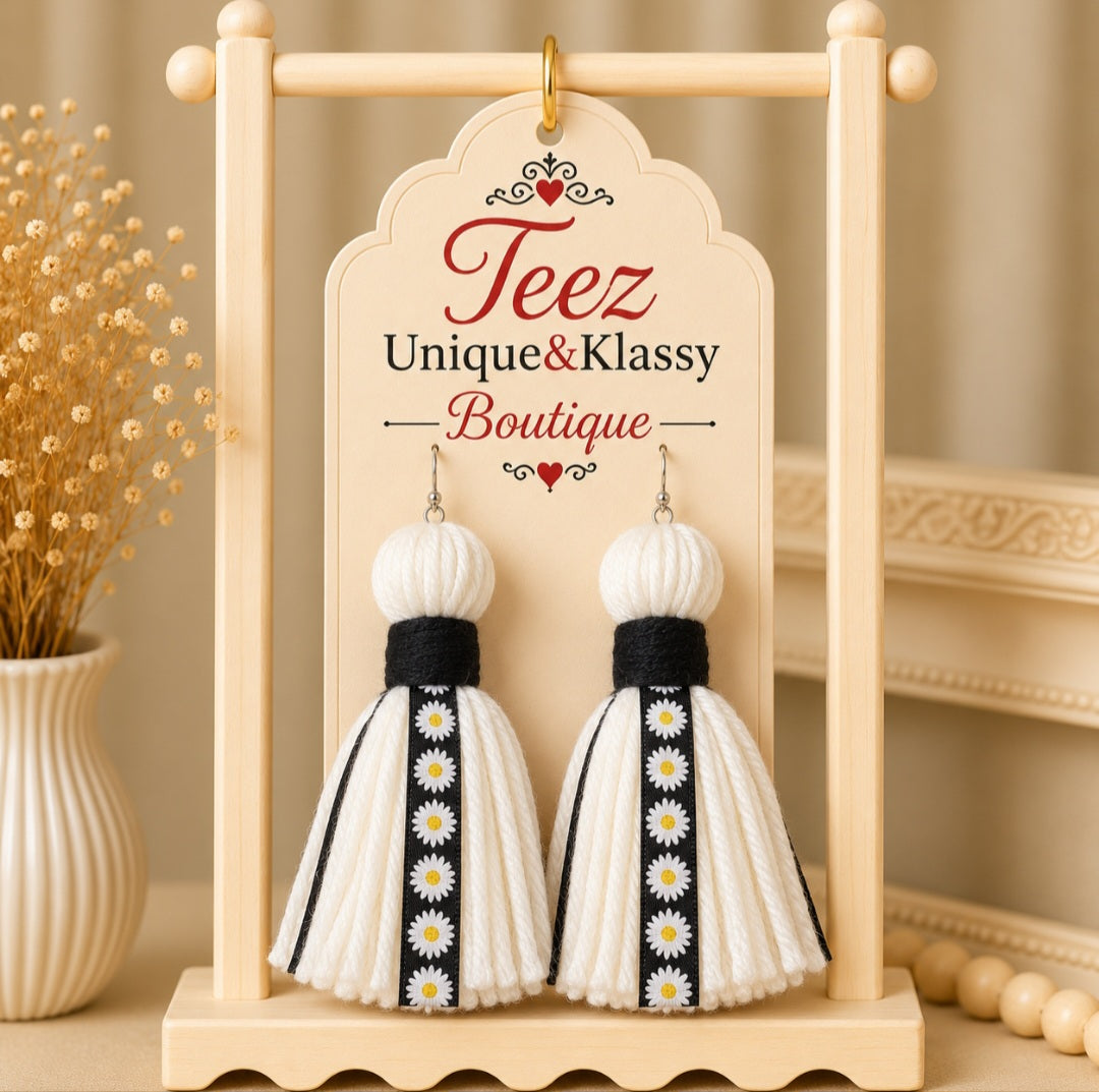 ❤️Teez Unique & Klassy Made With Love Ribbon Tassel Earrings