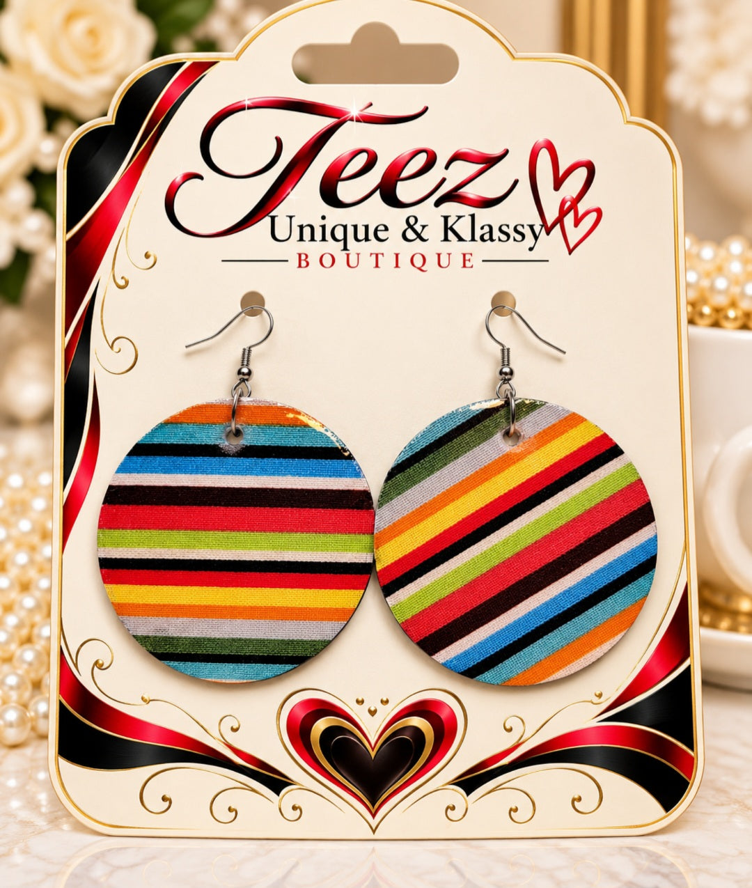 ❤️Teez Unique & Klassy Made With Love Large Wood Earrings❤️