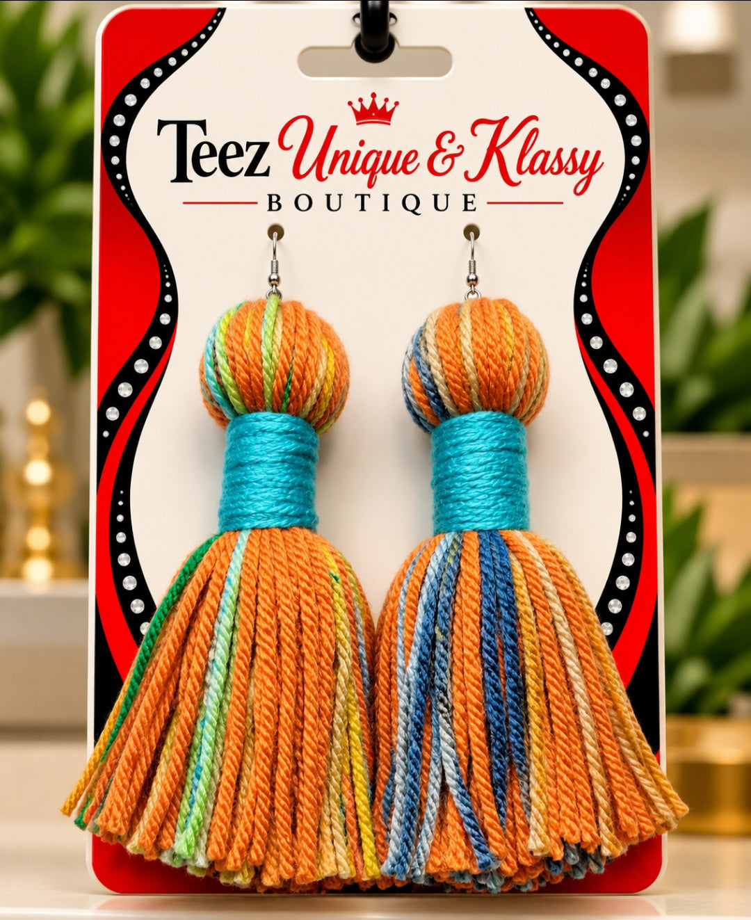❤️Teez Unique & Klassy Made With Love Long Barrel Tassel Earrings❤️