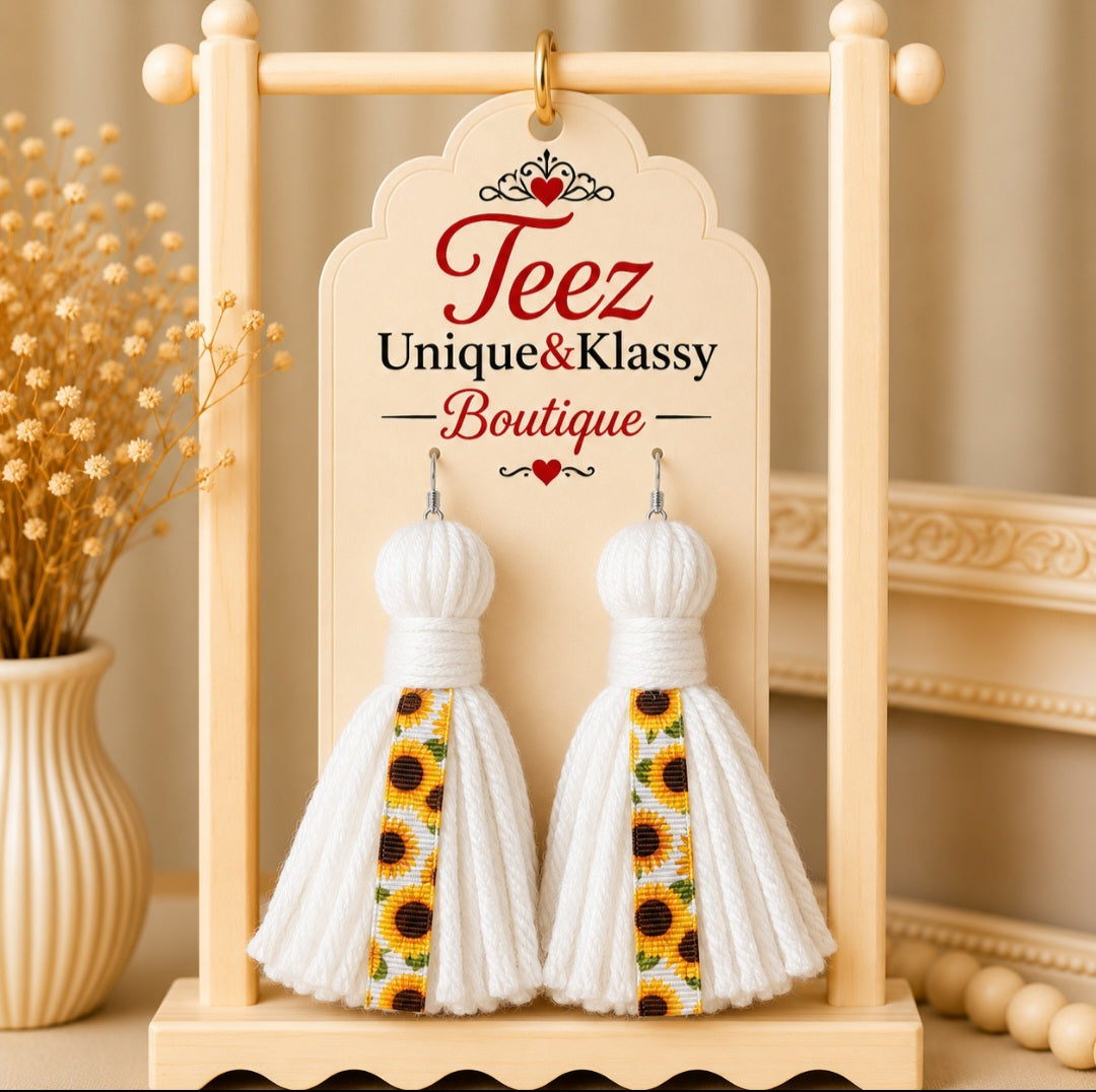 ❤️Teez Unique & Klassy Made With Love Ribbon Tassel Earrings