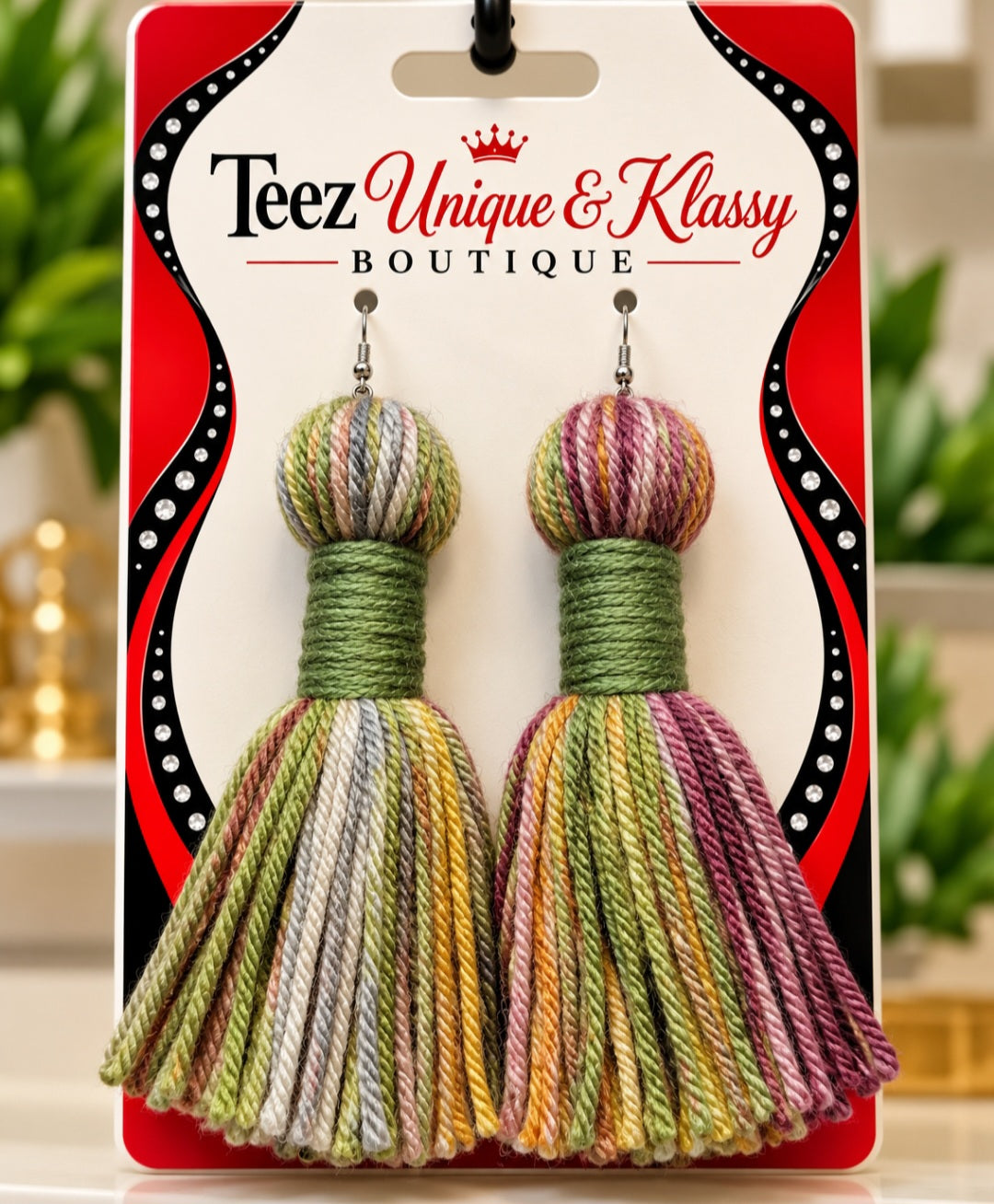 ❤️Teez Unique & Klassy Made With Love Long Barrel Tassel Earrings❤️