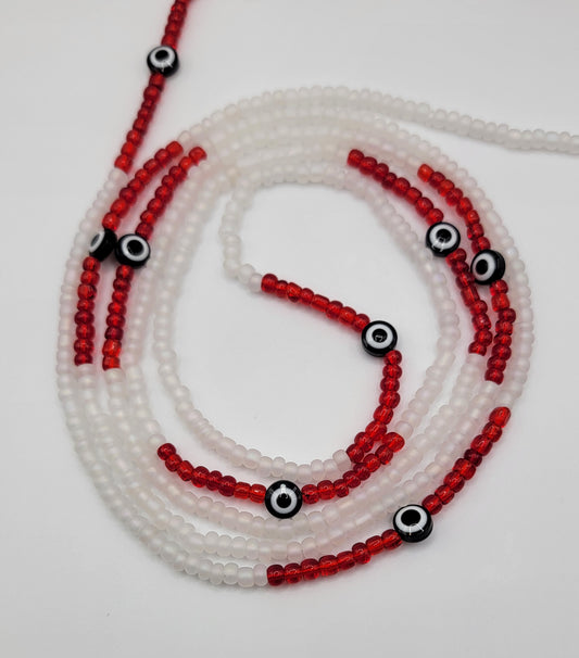 📿Red Frosted Evil Eye Waist Beads Body Adornment📿