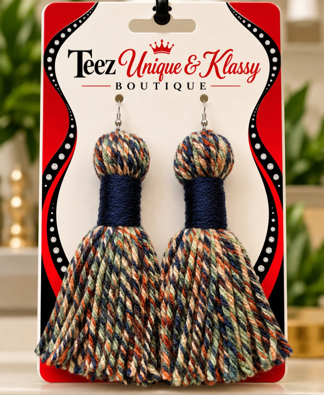 ❤️Teez Unique & Klassy Made With Love Long Barrel Tassel Earrings❤️